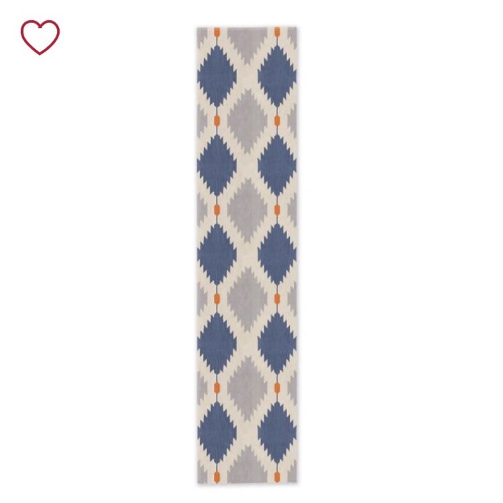 West Elm Blue and Gray Geometric Runner